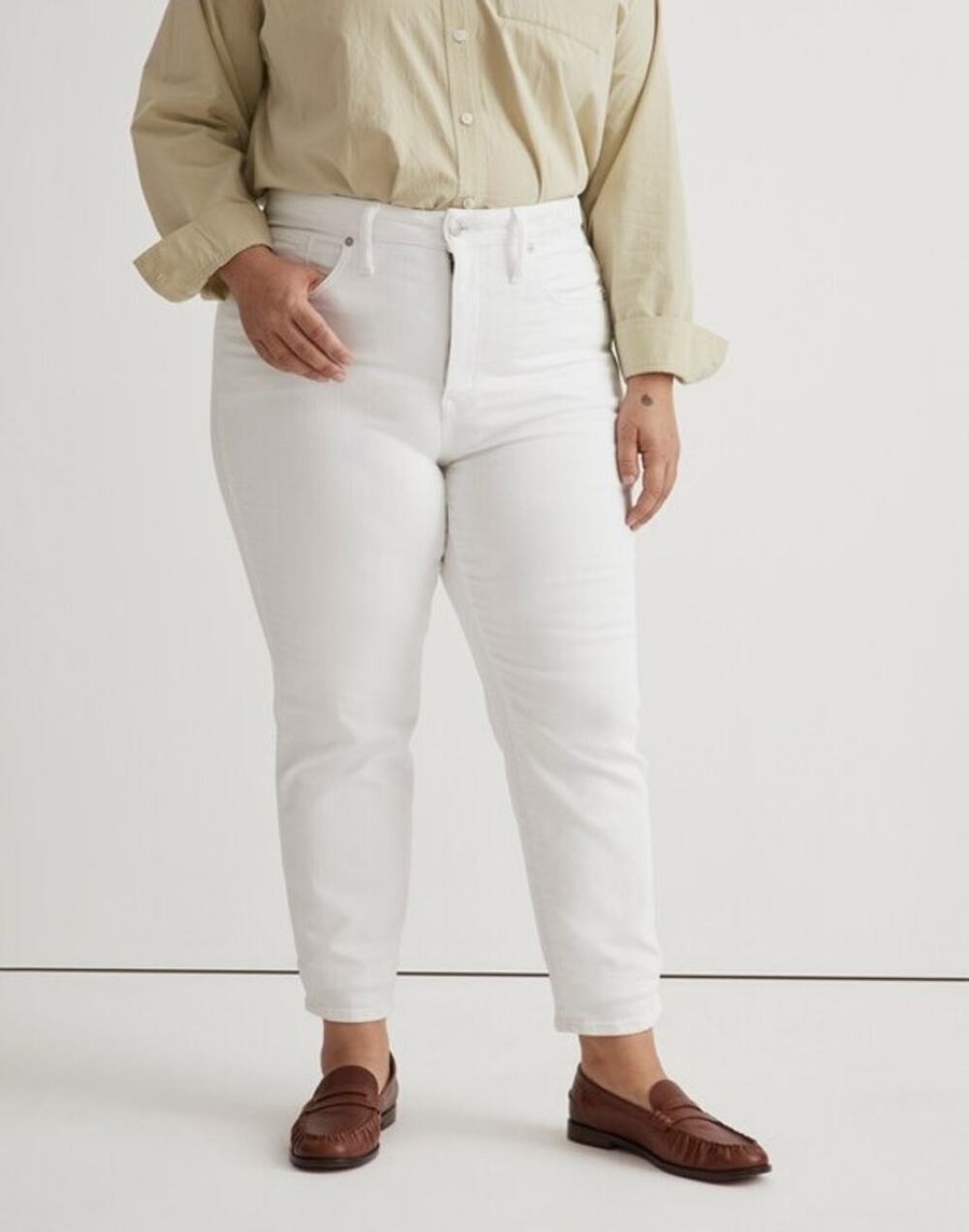 NWOT Madewell Plus Stovepipe Jeans Pure White Size 20W  Super stretch